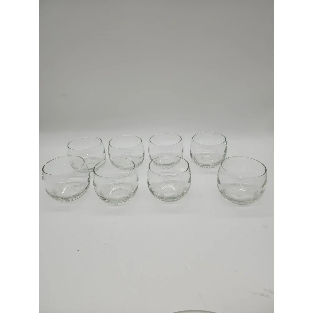 Vintage Etched Leaf Glass Juice Rocks Tumblers Set of 8 Clear Floral Barware